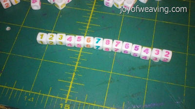 Numbered Beads set up for threading and/or treadling sequence.